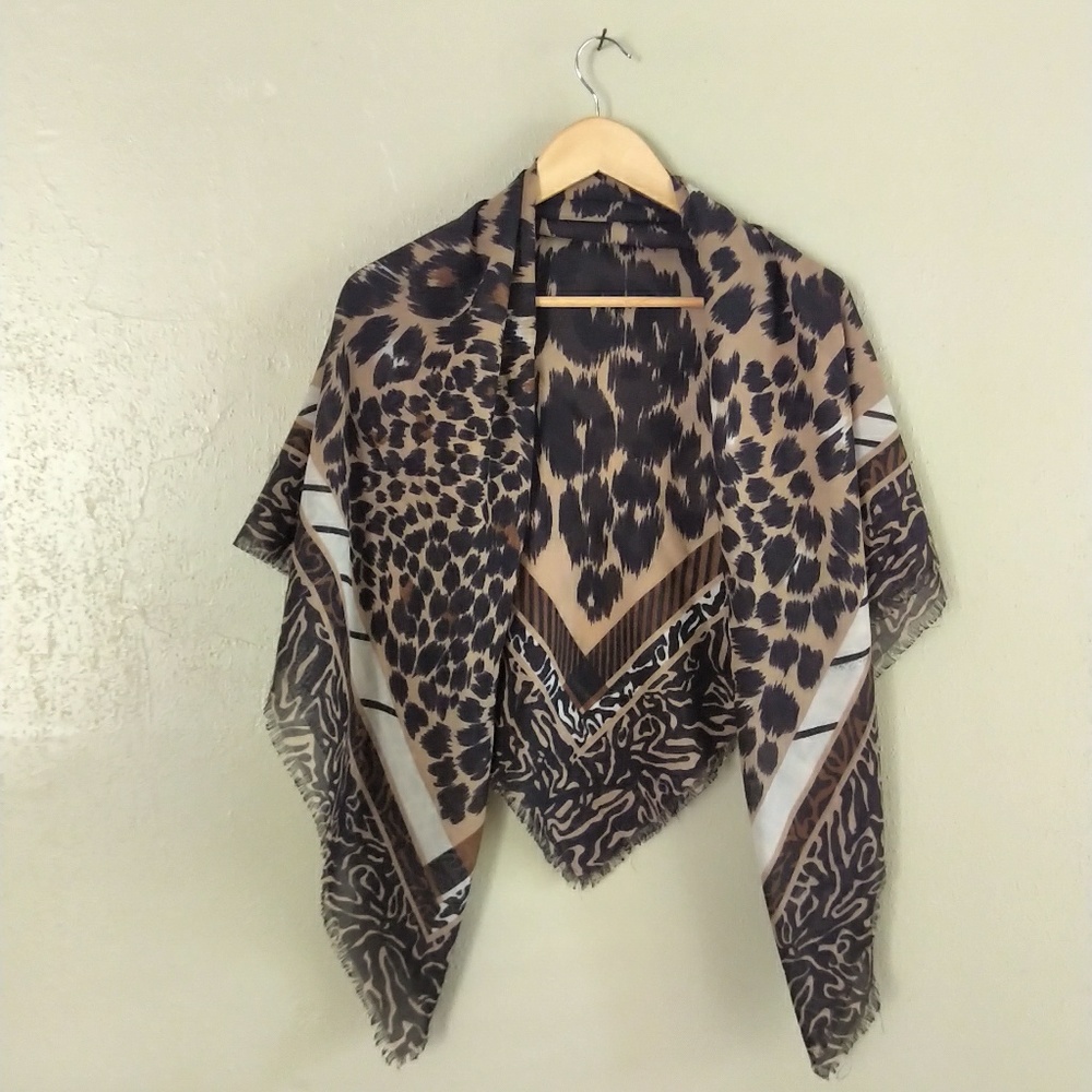 Vintage Italian animal print shawl - brown
